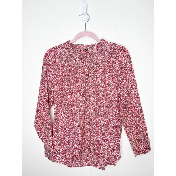 J.Crew Liberty Print Ruffle Classic Popover Shirt in Chamomile Red Floral 10 - Picture 2 of 5
